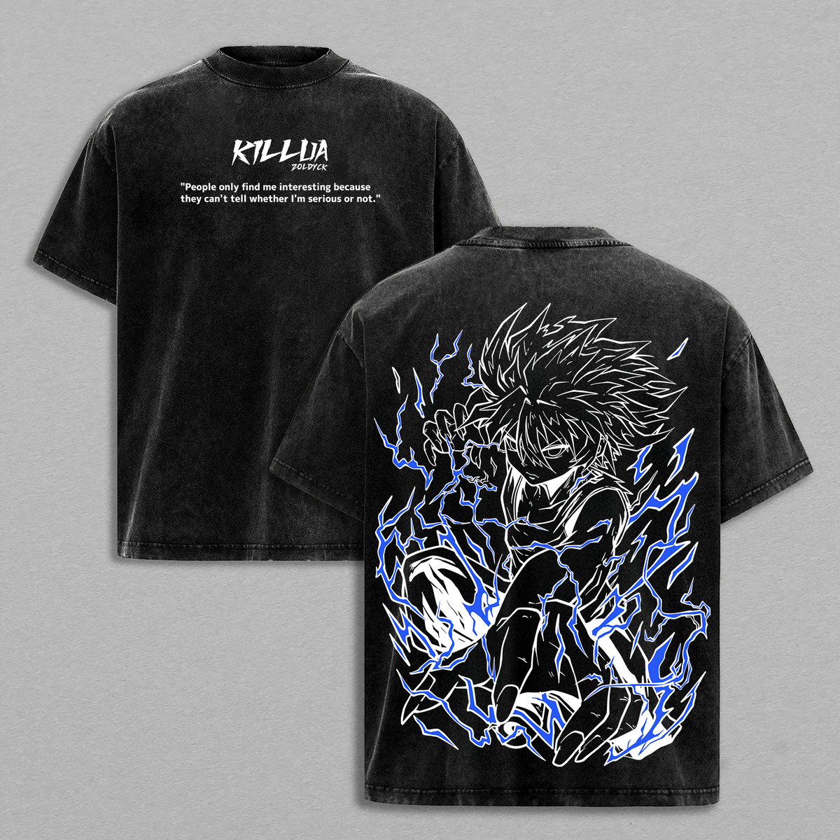 Killua Zoldyck 'Whirlwind' Hunter x Hunter Heavy Cotton Vintage Urban Oversize Unisex Washed T-Shirt, Tanktop, Sweatshirt and Hoodie, Fashion Streetwear Casual Clothes Top Anime Fans for Men and Women