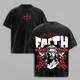Faith Over Fear Jesus Shirt | Crown of Thorns Christian Graphic Tee | Vintage Washed Angel Print | Bold Cross Streetwear | Religious Spiritual Heavy Cotton Oversized Tee for Believers