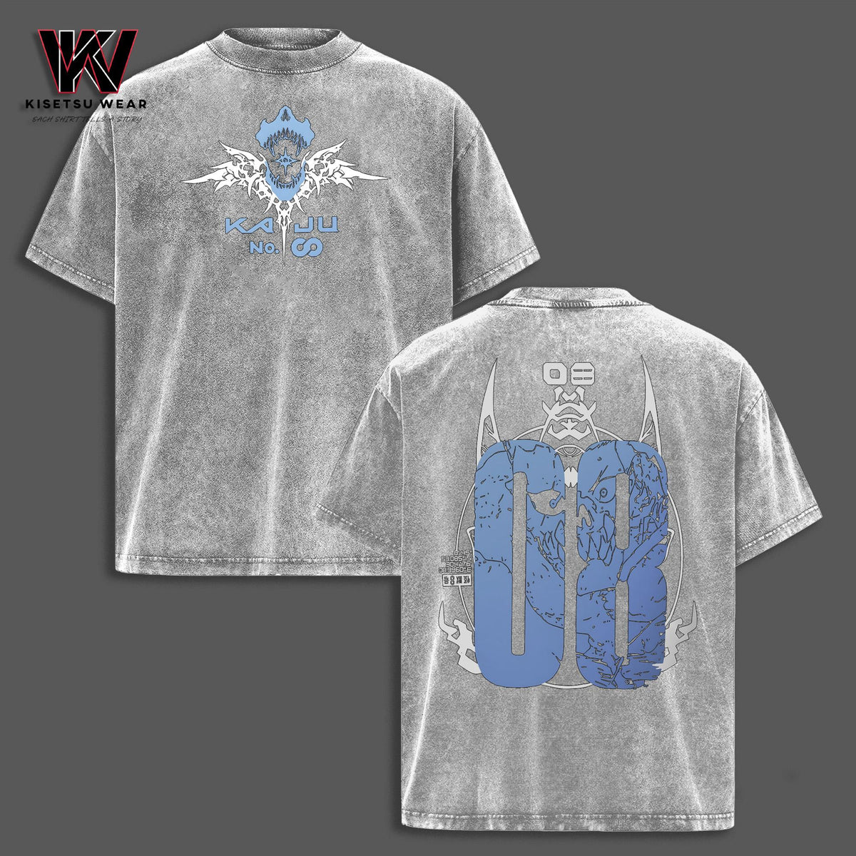 Kaiju No. 8 T-Shirt – Kafka Hibino Graphic Anime Tee Oversized Acid Washed Soft Cotton Men Shirts Anime Streetwear Casual Menswear Anime Clothing Gift for Anime Fans Manga Merch