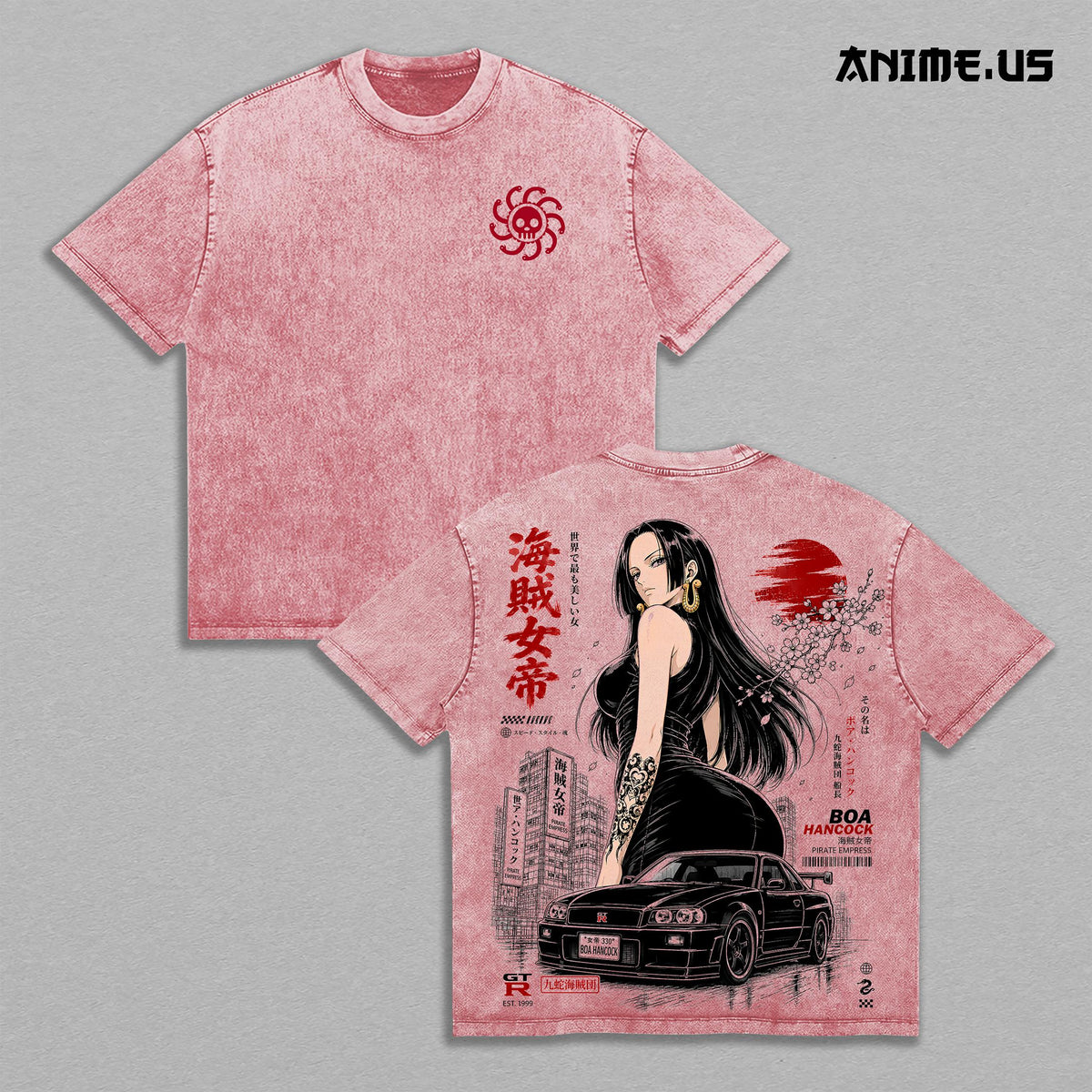 Boa Hancock Pirate Empress One Piece Anime Graphic Vintage Washed Shirt, Heavyweight Cotton Oversized Manga Tee, Japanese Streetwear Apparel, Retro Gift For Anime Fans