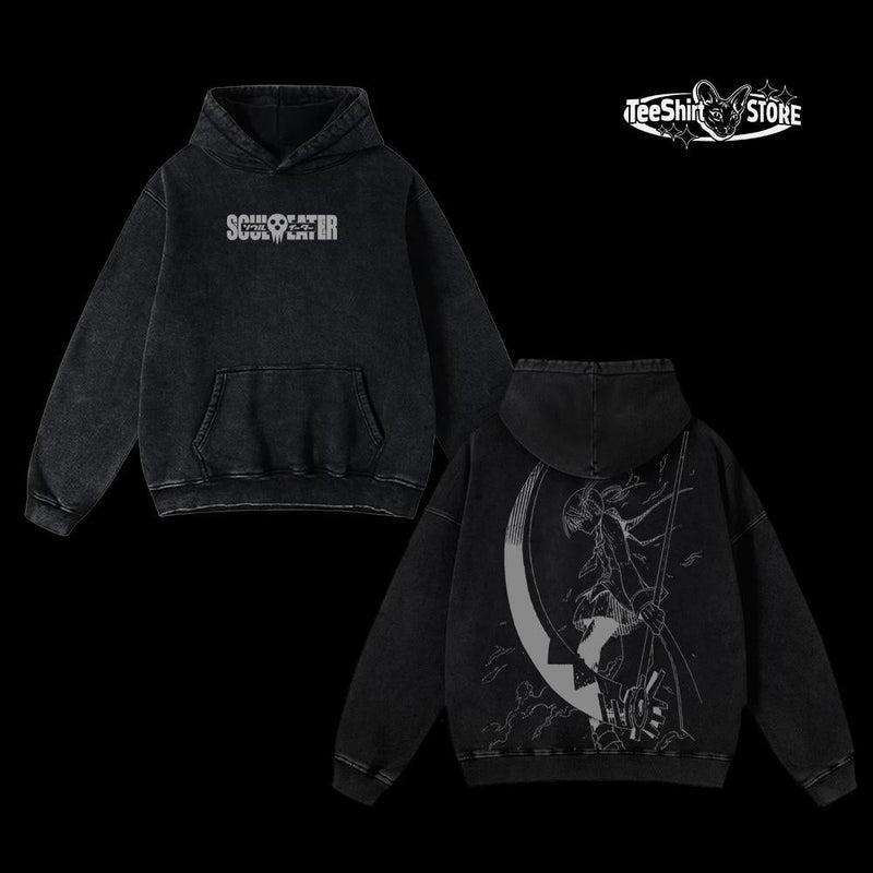Retro Vintage Unisex Soul Eater Maka Anime Manga Acid Washed Heavyweight T-Shirt And Hoodie, Oversized Anime Streetwear Tee, Y2K Dark Anime Merch, Menswear Graphic Top, Gift for Anime Fans