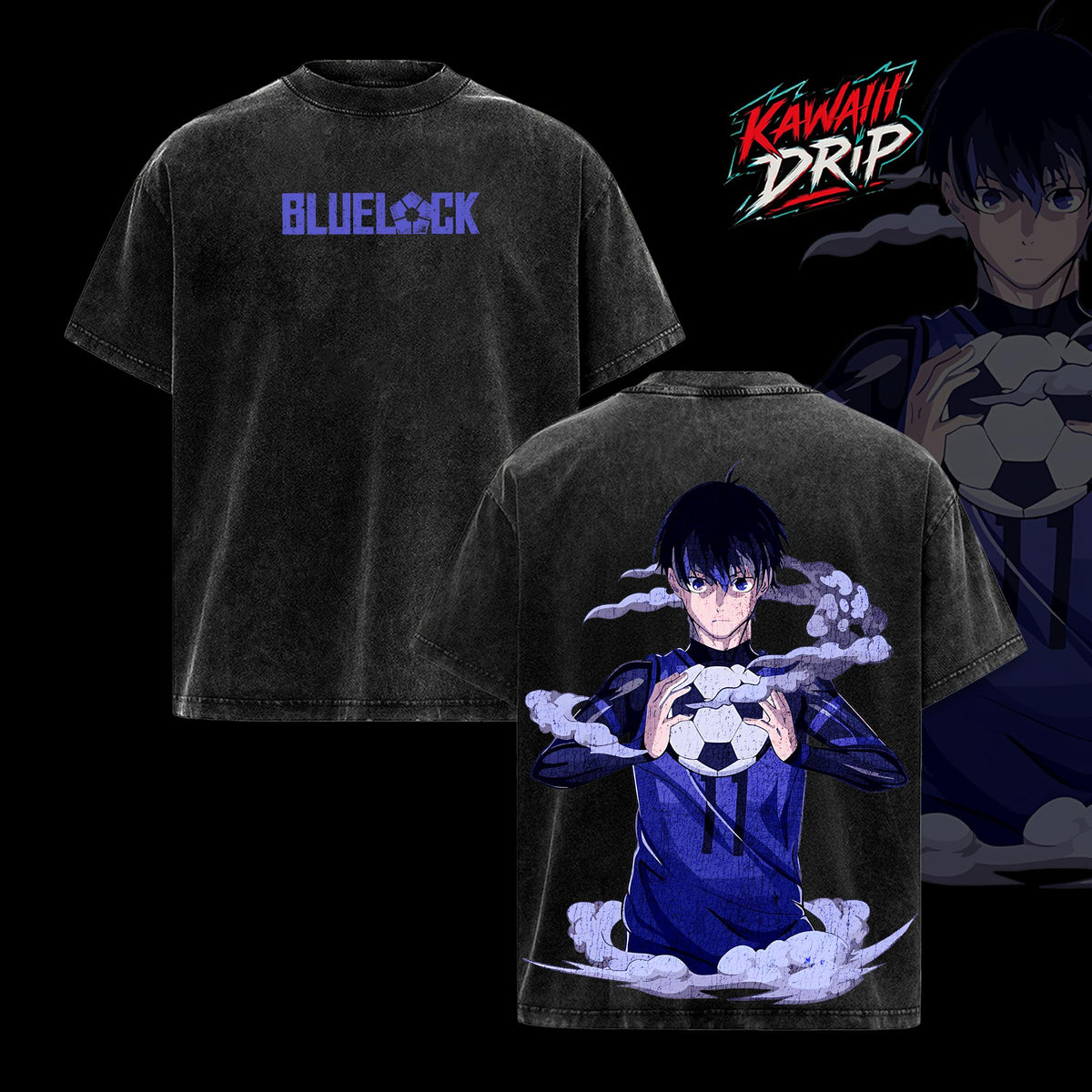 Isagi Yoichi – Blue Lock Anime Shirt, Anime Soccer Tee, Japanese Manga Streetwear, Oversized Isagi Yoichi T-Shirt, Vintage Washed Tee, Graphic Anime Blue Lock Shirt, Unisex Streetwear, Gift For Blue Lock Fans