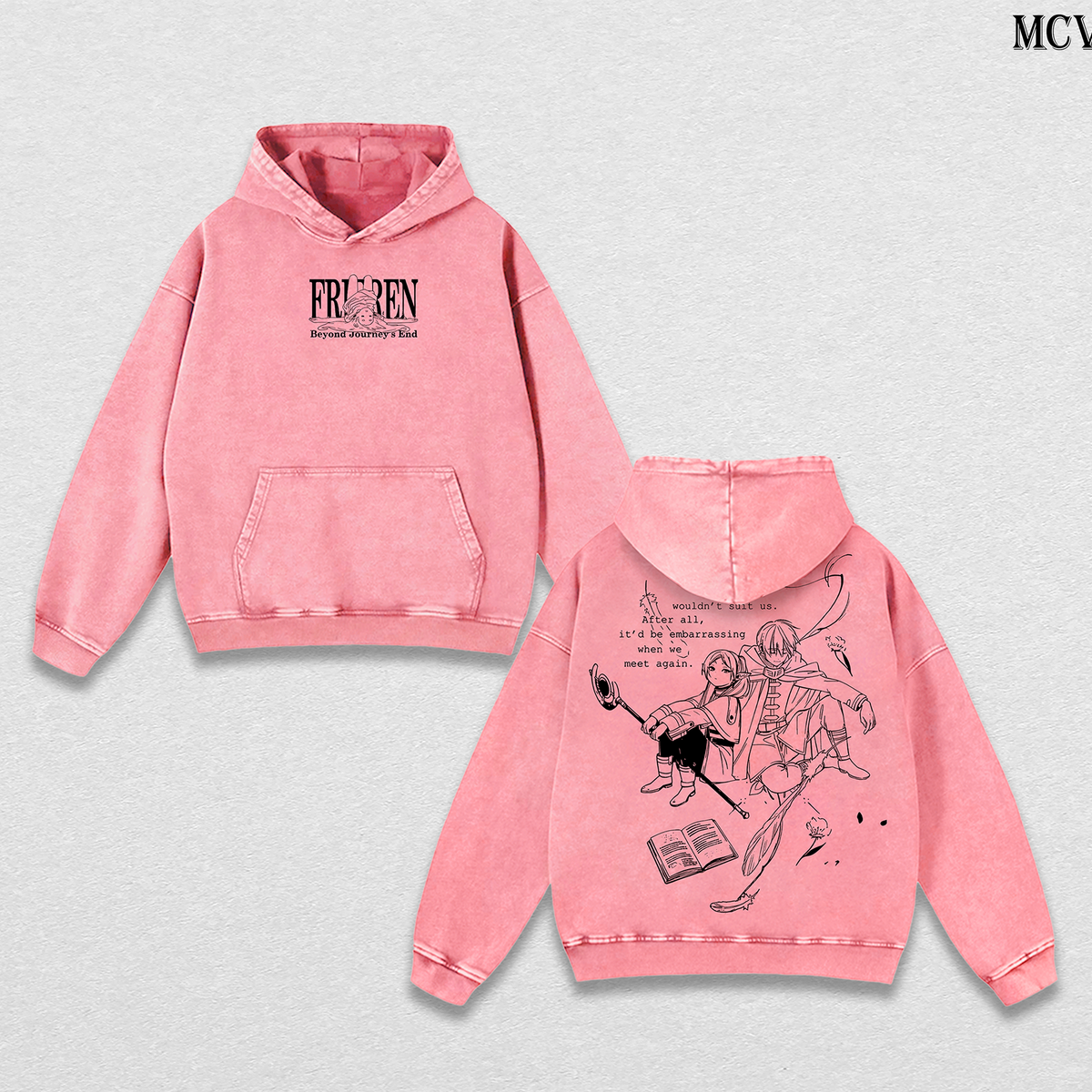 Frieren & Hero Quiet Moments Hoodie – Beyond Journey’s End Vintage Washed Anime Hoodie Aesthetic Streetwear