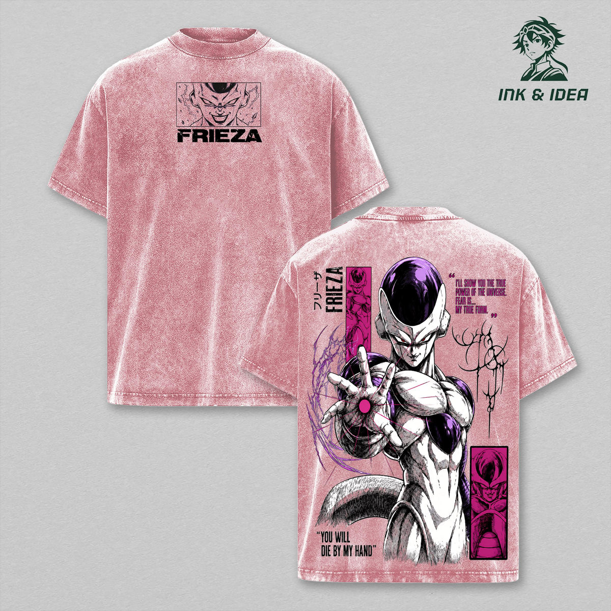 Frieza Vintage Washed Gym T-Shirt, Dragon Ball Z Graphic Tee, Emperor Frost Demon Anime Oversized Heavy Cotton Shirt, Retro Manga Unisex Streetwear