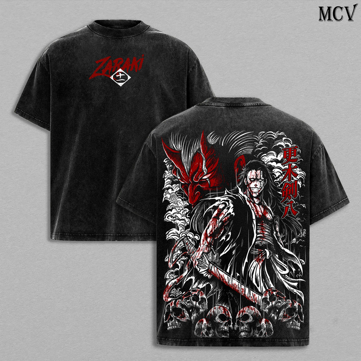 Zaraki Kenpachi Bleach Tee – Kenpachi Zaraki Vintage Washed T-Shirt | Strongest Captain | TYBW The Calamity | Thousand-Year Blood War Final Arc Anime Manga Graphic Tee | Heavy Cotton Unisex Oversized Streetwear Top