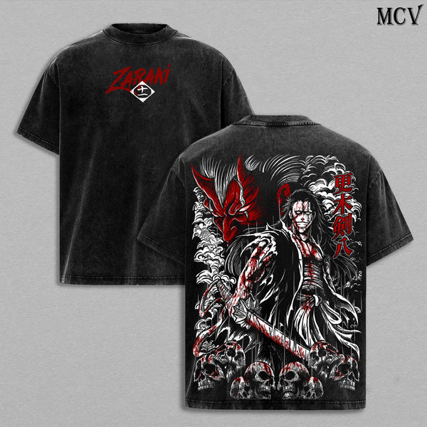 Zaraki Kenpachi Bleach Tee – Kenpachi Zaraki Vintage Washed T-Shirt | Strongest Captain | TYBW The Calamity | Thousand-Year Blood War Final Arc Anime Manga Graphic Tee | Heavy Cotton Unisex Oversized Streetwear Top