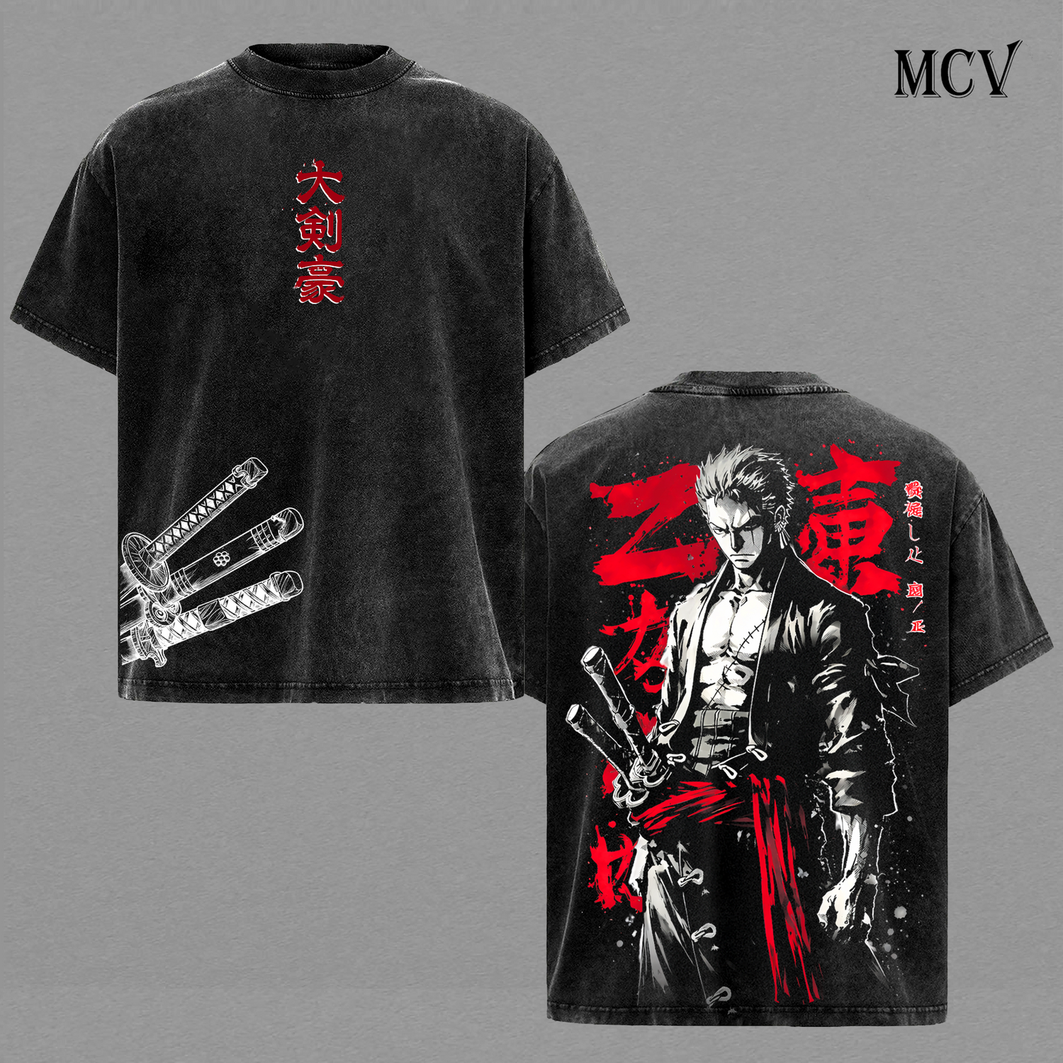 Zoro Three Sword Style T-Shirt, Samurai Anime Graphic Tee, Dual Blade Warrior Streetwear, Sword Fighter Cotton Unisex Shirt