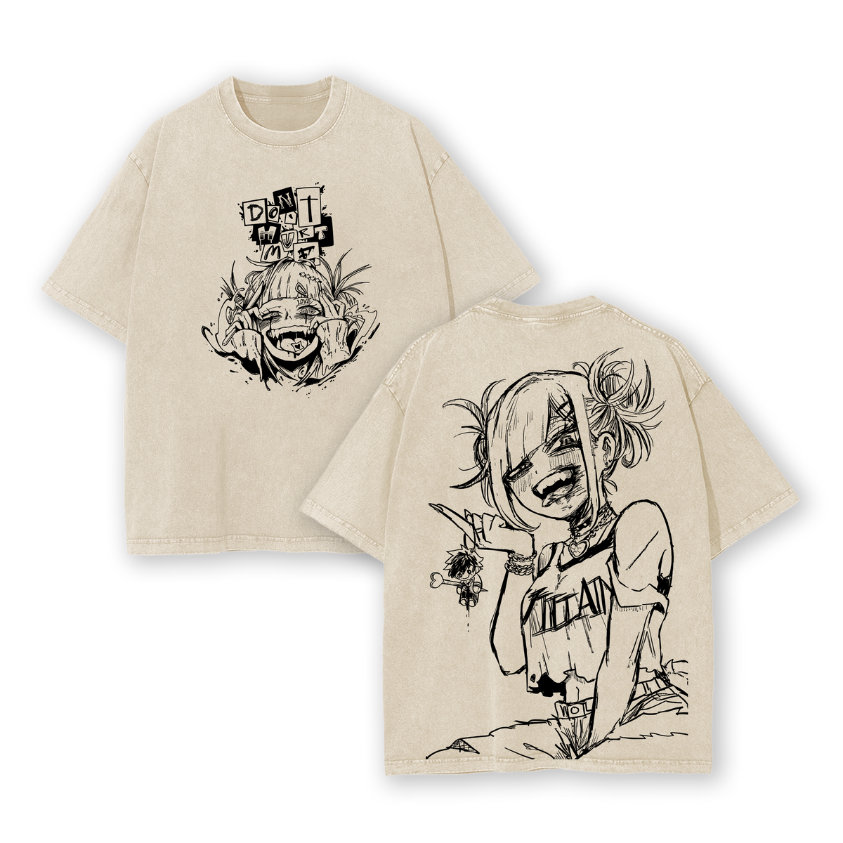 Himiko Toga My Hero Academia Anime Double Printed Vintage Washed Tee