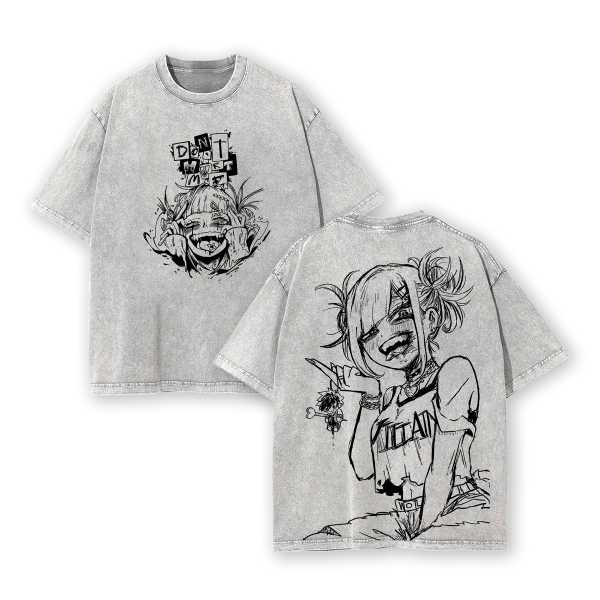 Himiko Toga My Hero Academia Anime Double Printed Vintage Washed Tee