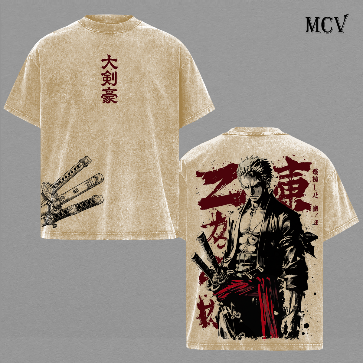 Zoro Three Sword Style T-Shirt, Samurai Anime Graphic Tee, Dual Blade Warrior Streetwear, Sword Fighter Cotton Unisex Shirt