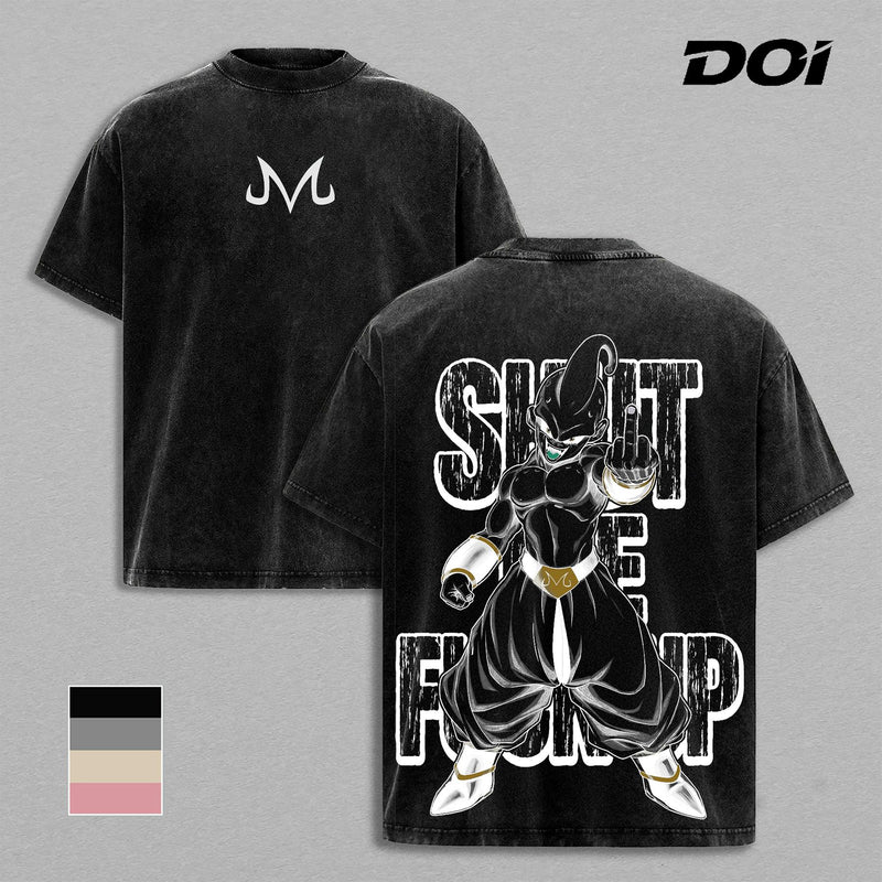Majin Buu DBZ Kid Buu Vintage Washed T-Shirt | Majin Villain Anime Graphic Tee | Pure Evil Streetwear Oversized Shirt