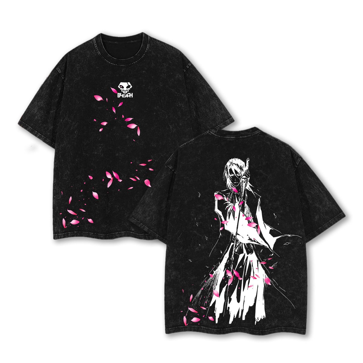 Byakuya Kuchiki Bleach Anime Double Printed Vintage Washed Tee
