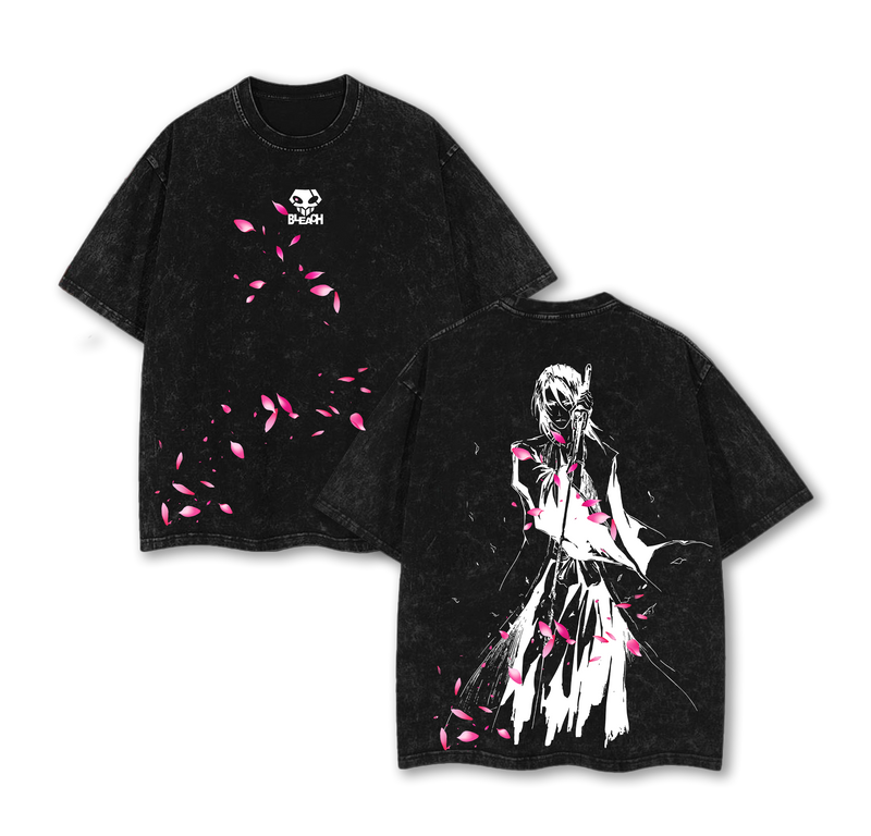 Byakuya Kuchiki Bleach Anime Double Printed Vintage Washed Tee