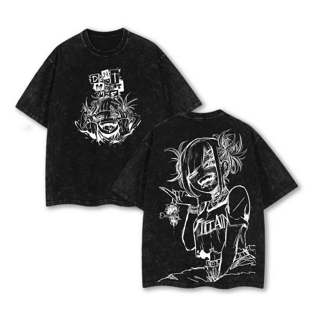 Himiko Toga My Hero Academia Anime Double Printed Vintage Washed Tee