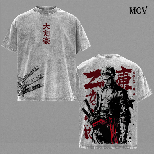 Zoro Three Sword Style T-Shirt, Samurai Anime Graphic Tee, Dual Blade Warrior Streetwear, Sword Fighter Cotton Unisex Shirt