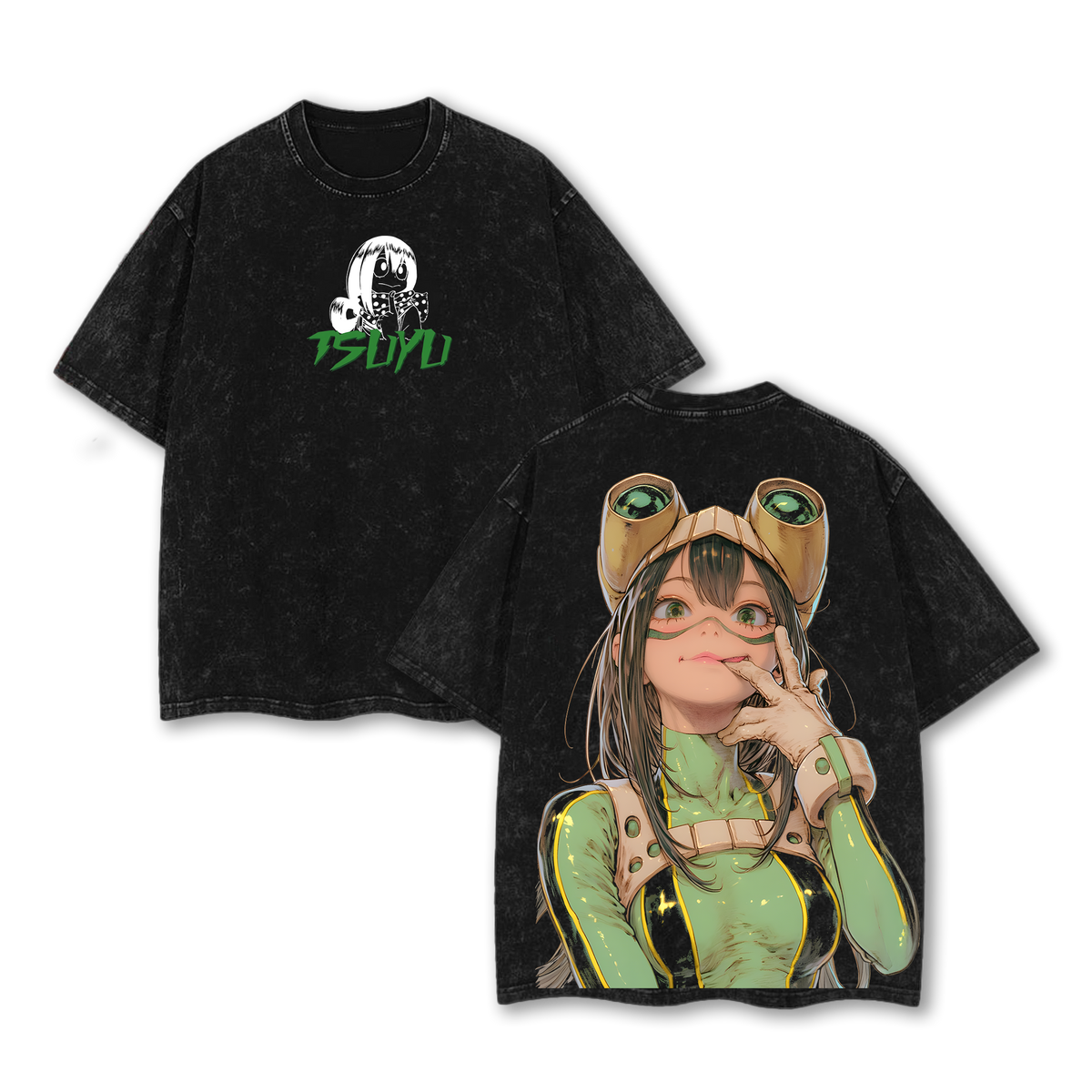 Tsuyu Asui My Hero Academia Anime Double Printed Vintage Washed Tee