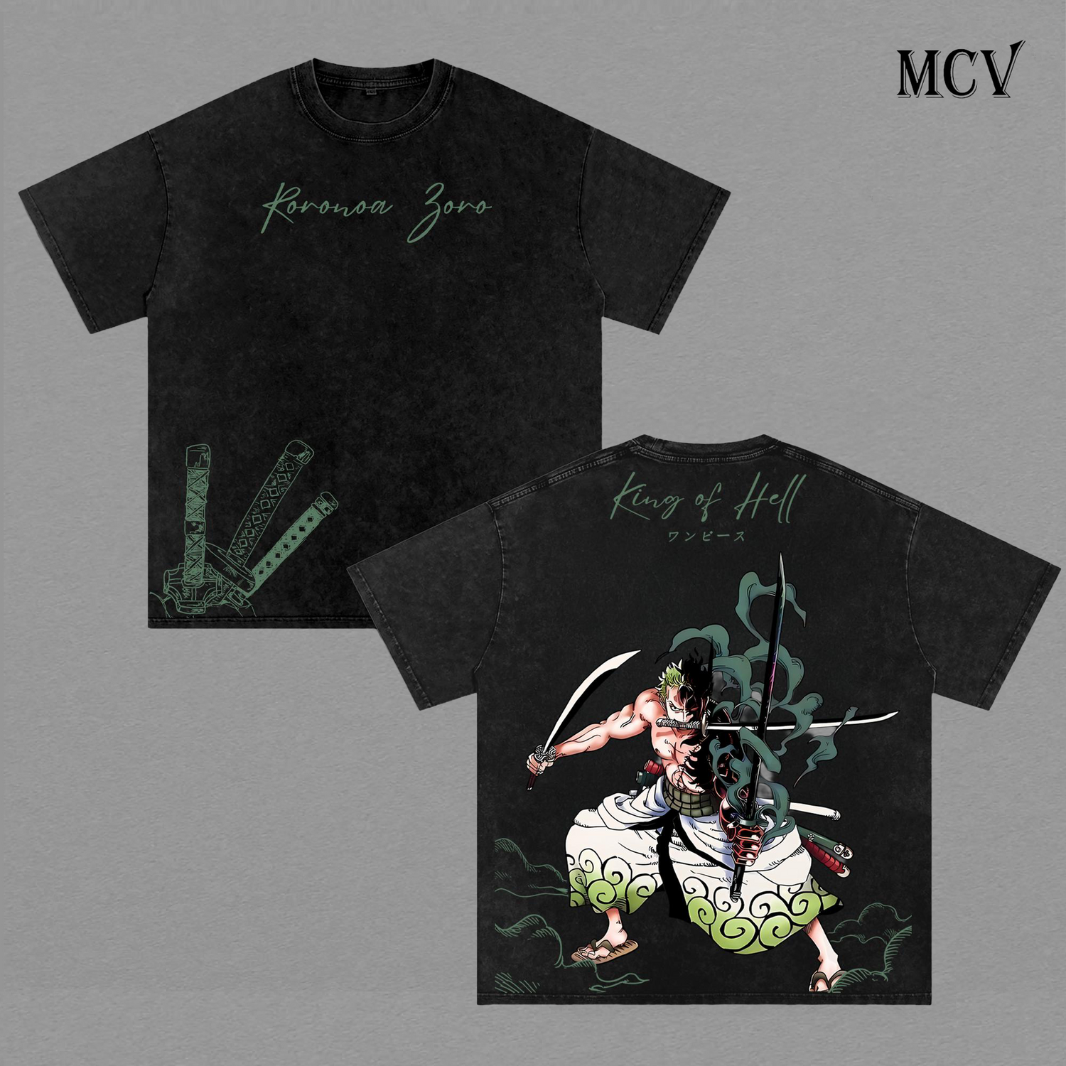 Roronoa Zoro King of Hell T-Shirt, Three Sword Style Anime Graphic Tee, Samurai Warrior Streetwear, Katana Fighter Cotton Unisex Shirt