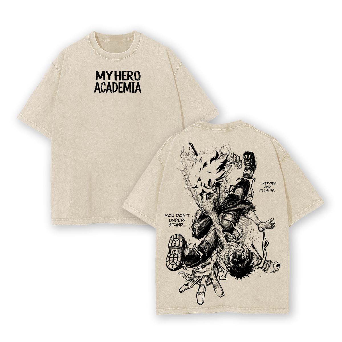 Deku vs Shigaraki My Hero Academia T-Shirt – Vintage Washed Oversize Heavy Cotton Anime Manga Graphic Tee