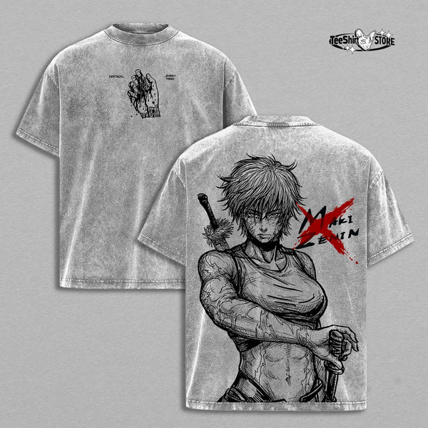 Maki Zenin “Destroy Everything” T-Shirt & Hoodie – Jujutsu Kaisen Vintage Washed Oversized Heavy Cotton Anime Graphic, Heavenly Restriction Warrior Edition, Double Printed Dark Aesthetic Unisex Streetwear