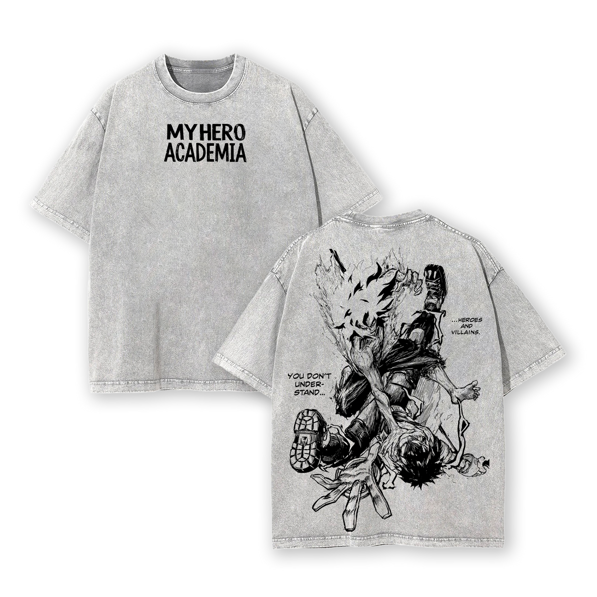 Deku vs Shigaraki My Hero Academia T-Shirt – Vintage Washed Oversize Heavy Cotton Anime Manga Graphic Tee
