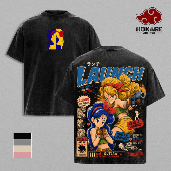 Launchh DBZ T-Shirt, Blonde Blue Hair Outlaw Anime Graphic Tee, Back Print Vintage 90s Anime Shirt, Graphic Tees Men, Trendy Tshirts, Men's T Shirts, DBZ Streetwear, Unisex Cotton Distressed Tee, Merch For Men