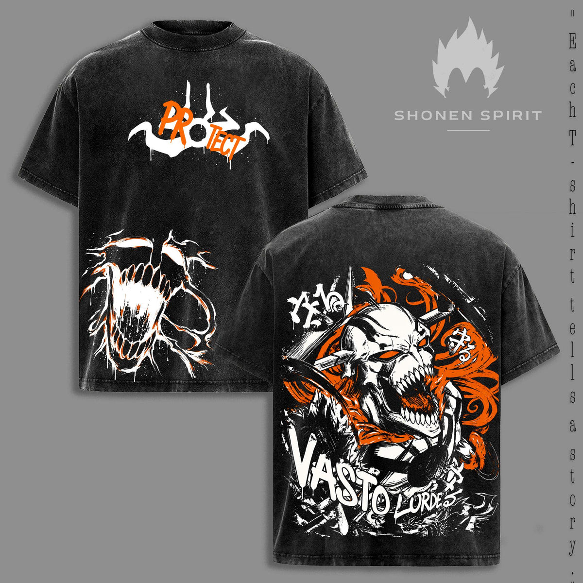 "Ichigo" Hollow Form Graphic T-Shirt, Bleach Anime Inspired Tee, White Hollow Mask Transformation Artwork, Double-Sided Acid Wash Cotton Shirt, Oversized Streetwear, Manga Fan Apparel, Lightweight Casual Unisex Top, Anime Collector Gift