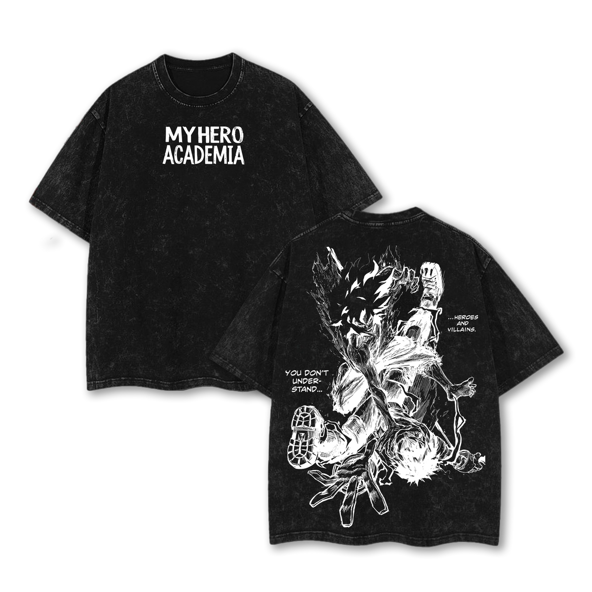 Deku vs Shigaraki My Hero Academia T-Shirt – Vintage Washed Oversize Heavy Cotton Anime Manga Graphic Tee