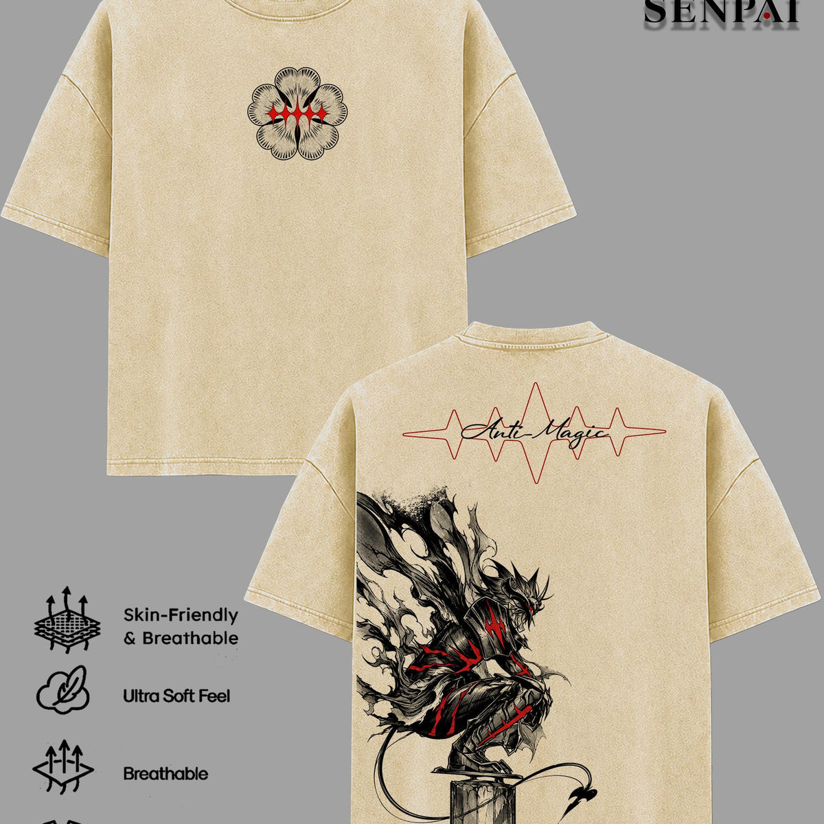 Asta T-Shirt & Hoodie Washed, Black Clover Anime Oversized Graphic Tee, Heavyweight Cotton Unisex Shirt, Dark Fantasy Manga Streetwear, Gift For Men Women