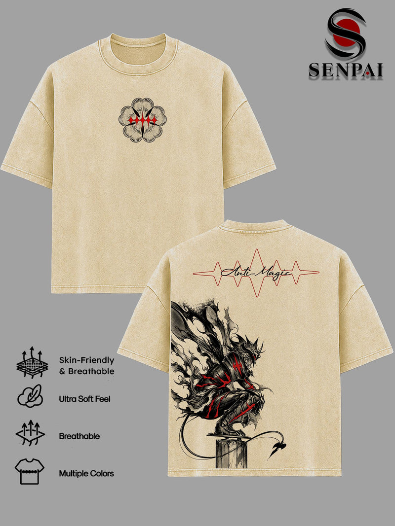 Asta T-Shirt & Hoodie Washed, Black Clover Anime Oversized Graphic Tee, Heavyweight Cotton Unisex Shirt, Dark Fantasy Manga Streetwear, Gift For Men Women