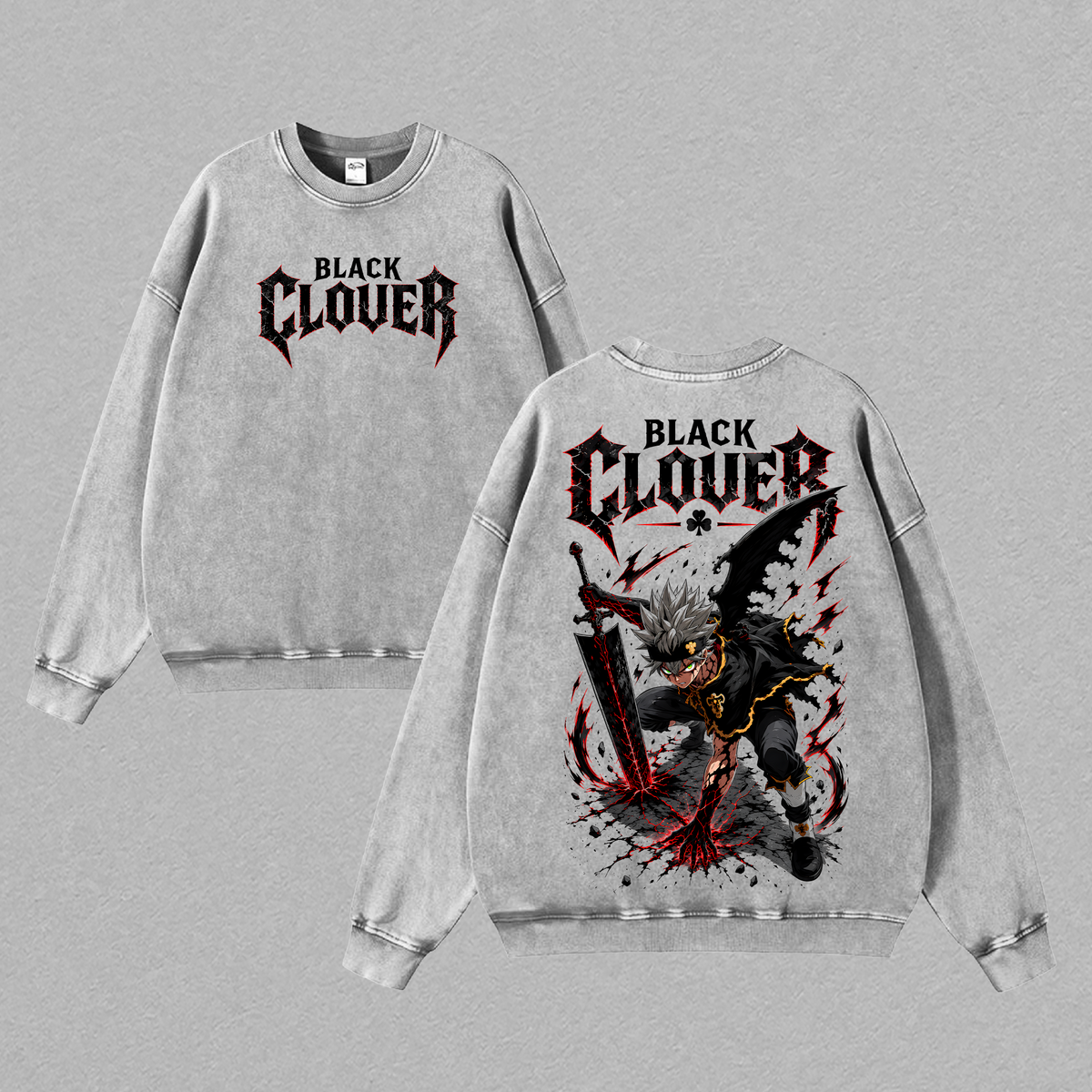 Asta Black Clover T-Shirt, Anime Graphic Back Print Tee, Vintage Washed Oversized Heavyweight Cotton Shirt, Black Clover Streetwear, Unisex Anime Fashion, Distressed Graphic Tee, Gift for Anime Fans