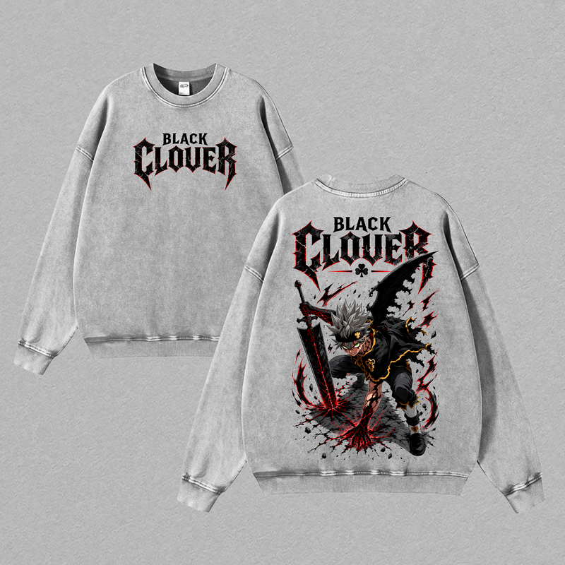 Asta Black Clover T-Shirt, Anime Graphic Back Print Tee, Vintage Washed Oversized Heavyweight Cotton Shirt, Black Clover Streetwear, Unisex Anime Fashion, Distressed Graphic Tee, Gift for Anime Fans