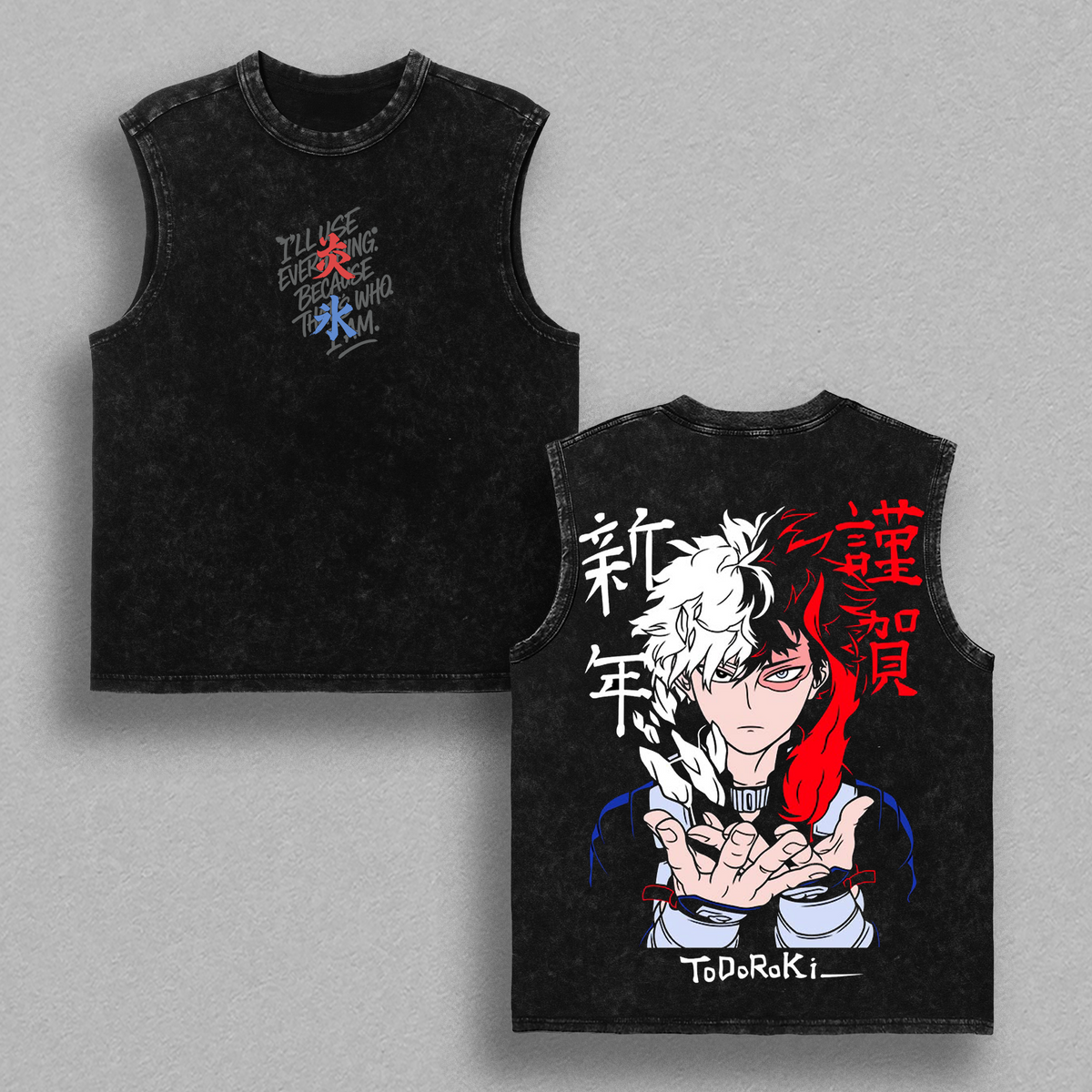 Shoto Todoroki My Hero Academia T-Shirt, Vintage Washed Anime Graphic Tee, Back Print Oversized Heavyweight Cotton Shirt, MHA Streetwear, Unisex Anime Fashion, Gift for My Hero Academia Fans