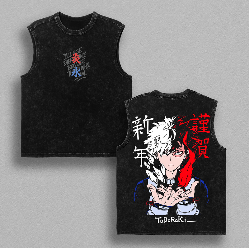 Shoto Todoroki My Hero Academia T-Shirt, Vintage Washed Anime Graphic Tee, Back Print Oversized Heavyweight Cotton Shirt, MHA Streetwear, Unisex Anime Fashion, Gift for My Hero Academia Fans