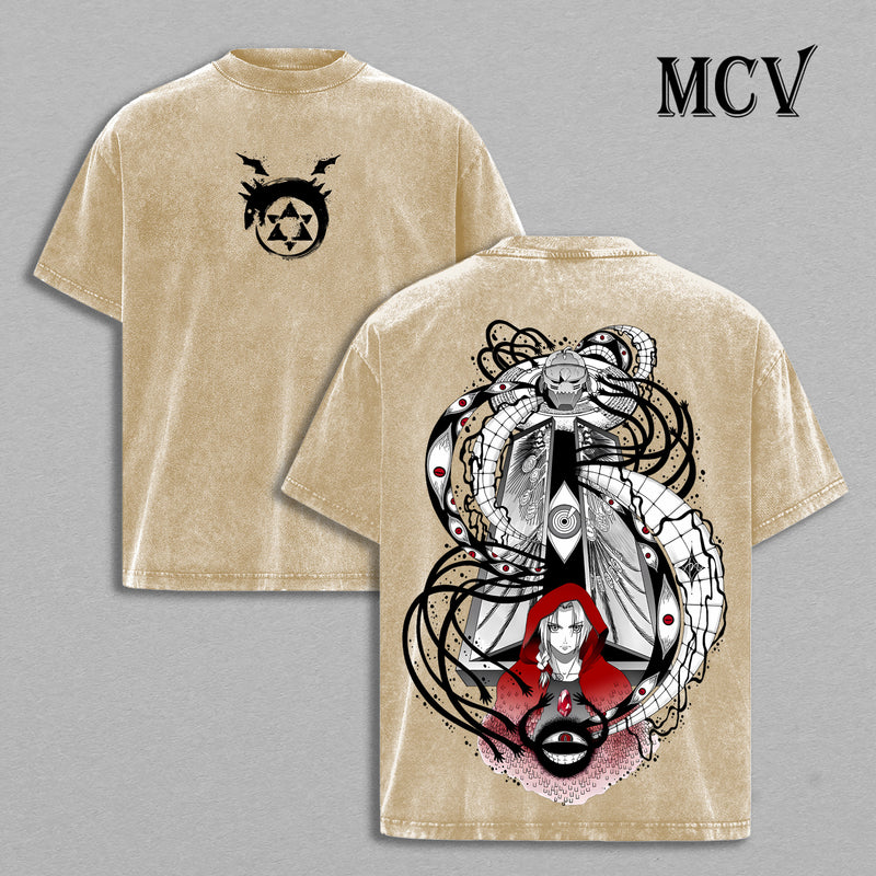 Fullmetal Alchemist Brotherhood T-Shirt, Edward & Alphonse Vintage Oversized Cotton Tee
