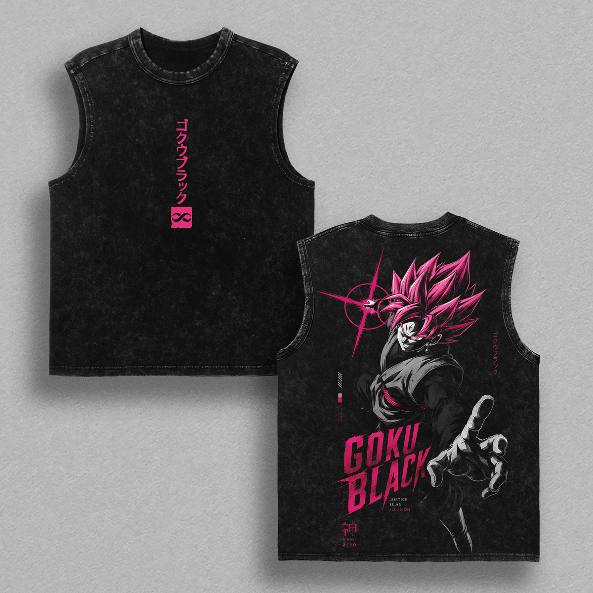 Rosé Saiyan Villain Kakarot Black x Zamasu Fused DBS Anime Graphic Vintage Shirt, Crimson Aura Dark Warrior Double Printed Tee Heavyweight Cotton Streetwear