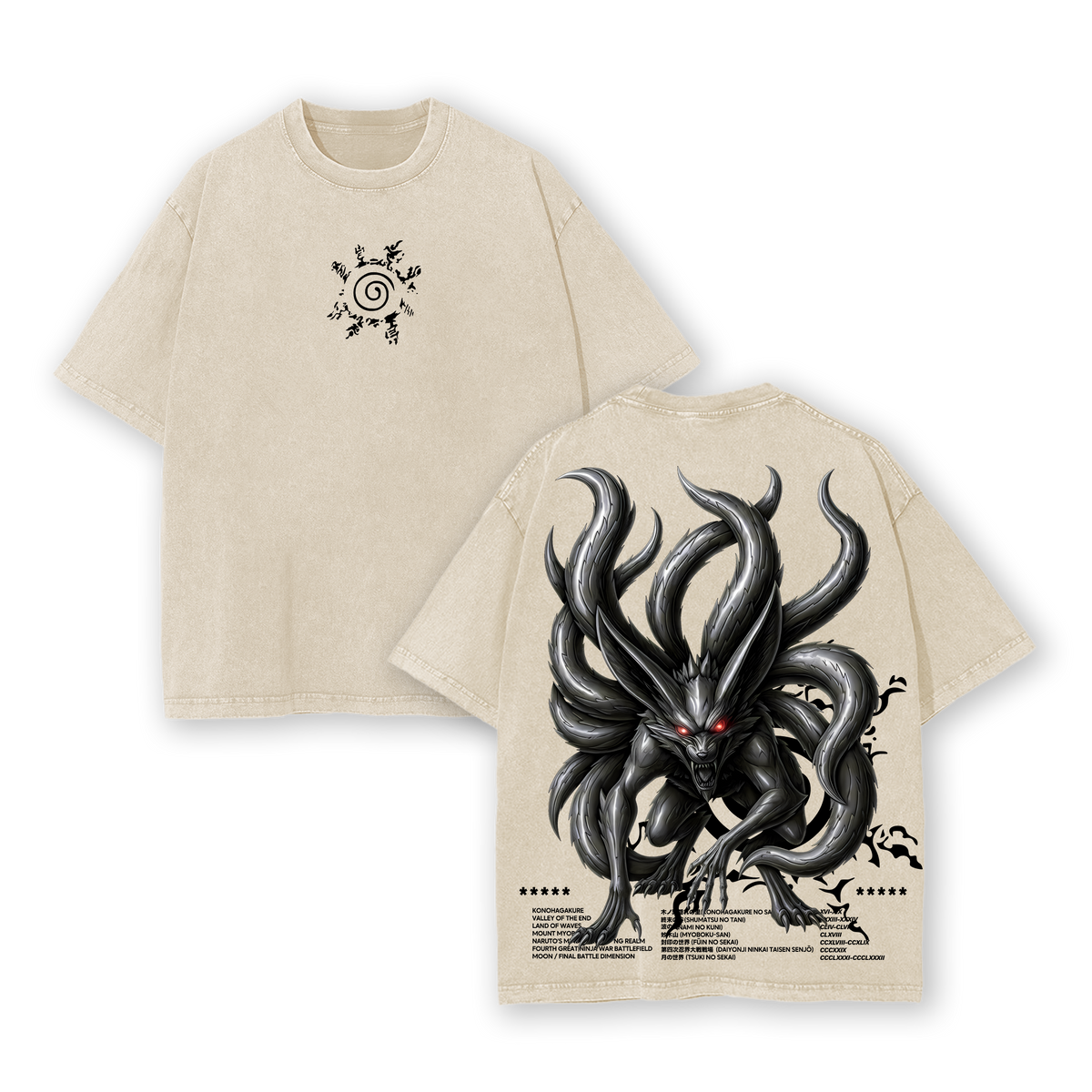 Kurama Nine Tails  Naruto Washed Tee