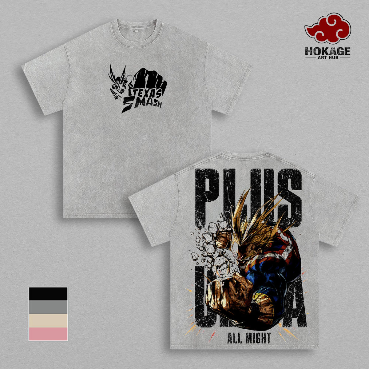 All Might My Hero Academia T-Shirt, Plus Ultra Graphic Tee, Vintage Washed Anime Shirt, Oversized T Shirt, Tank Top, MHA Streetwear, Graphic Tees Men