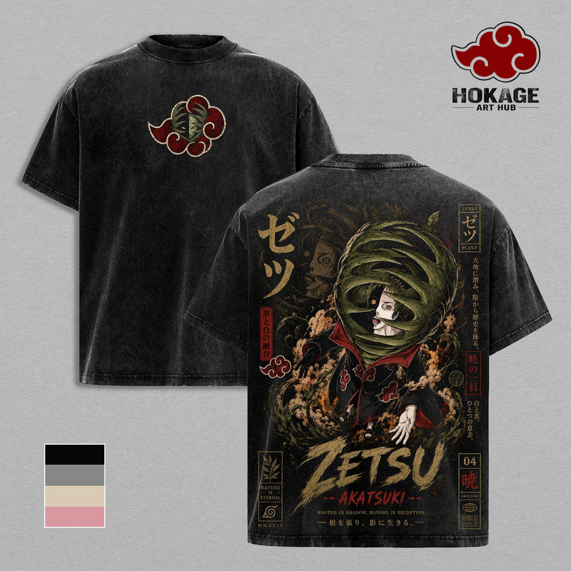 Zetsu Naruto T-Shirt, Akatsuki Members Graphic Tee, Back Print Vintage 90s Anime Shirt, Graphic Tees Men, Trendy Tshirts, Men's T Shirts, NRT Streetwear, Unisex Cotton Distressed Tee