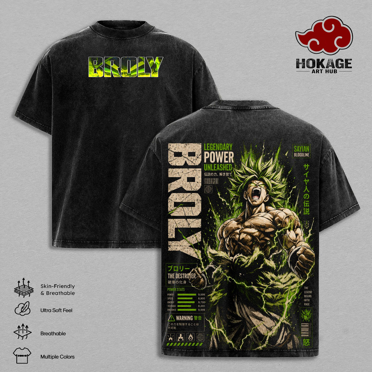 Broly Legendary Super Saiyan DBZ Vintage Washed T-Shirt Saiyan Bloodline Anime Graphic Tee Unleash The Destroyer Streetwear Oversized Shirt Gift for Anime Fans