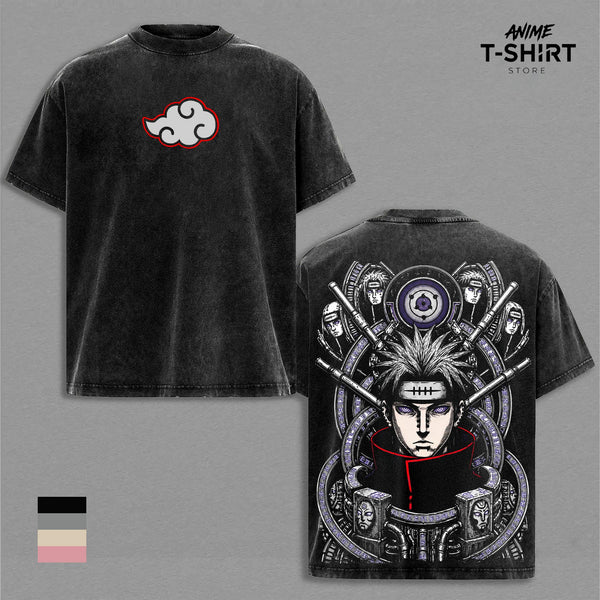 Pain - NRT Vintage Washed Shirt Anime Graphic Tee Akatsuki Leader Streetwear Oversized T Shirt Gift for NRT Fans