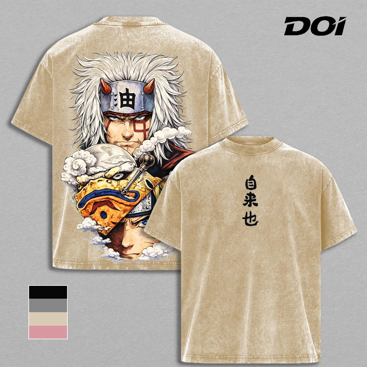 Jiraiya NRT Anime Graphic Tee Vintage Washed Shirt | Legendary Sannin Ninja Gym Pump Cover Oversized Streetwear | Heavyweight Cotton Anime Shirt Gift for Naruto Fans