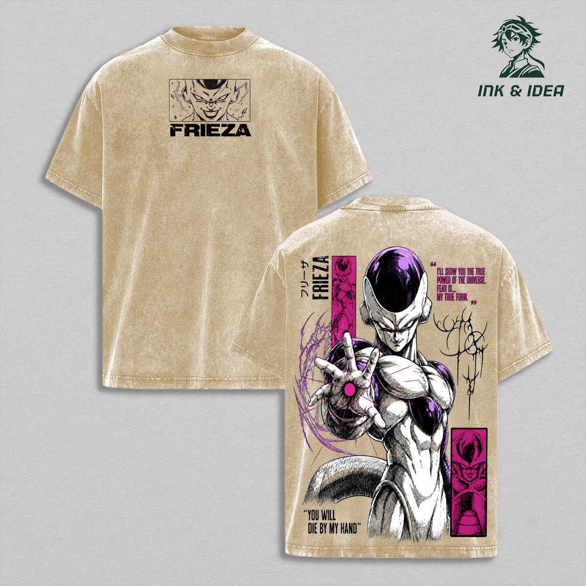 Frieza Vintage Washed Gym T-Shirt, Dragon Ball Z Graphic Tee, Emperor Frost Demon Anime Oversized Heavy Cotton Shirt, Retro Manga Unisex Streetwear