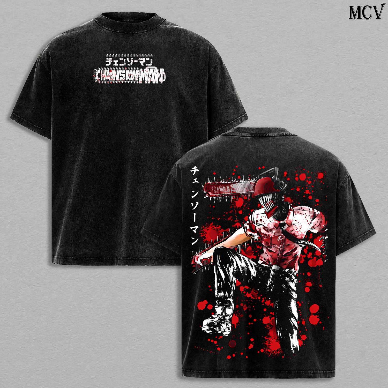 Chainsaw Devil Denji – Chainsaw Man Vintage Washed Anime Graphic T-Shirt Japanese Manga Streetwear