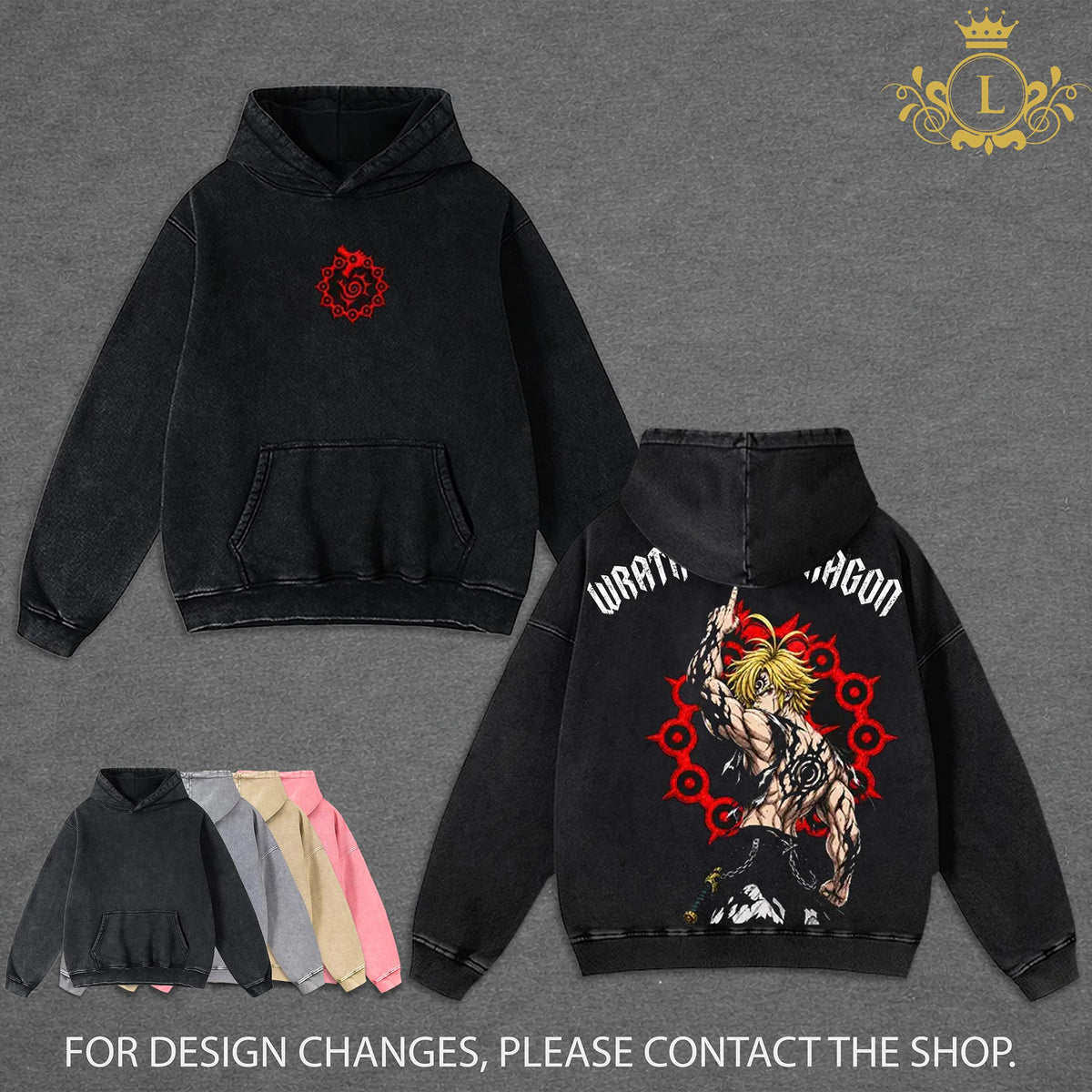 Unisex 7 Deadly Sins Meliodas Demon Mark Graphic Oversized Vintage Washed T-Shirt