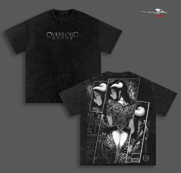 Albedo Overlord  Gothic Anime Double Printed Vintage Washed Tee
