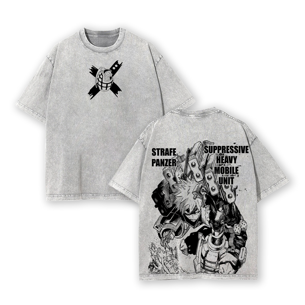 Bakugo Tee My Hero Academia Vintage Washed Oversized Heavy Cotton T-Shirt, Explosive Hero Graphic Anime Manga Top