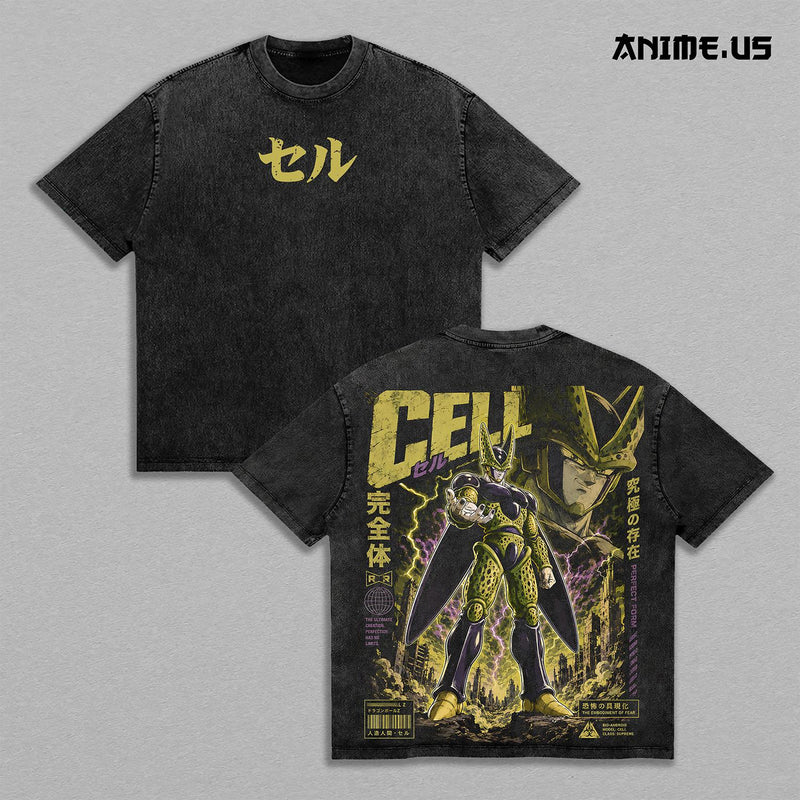 Perfect Cell Bio Android DBZ Anime Graphic Shirt Ultimate Fighter Vintage Washed Heavyweight Cotton Oversized Manga Art Streetwear Back Print Tee