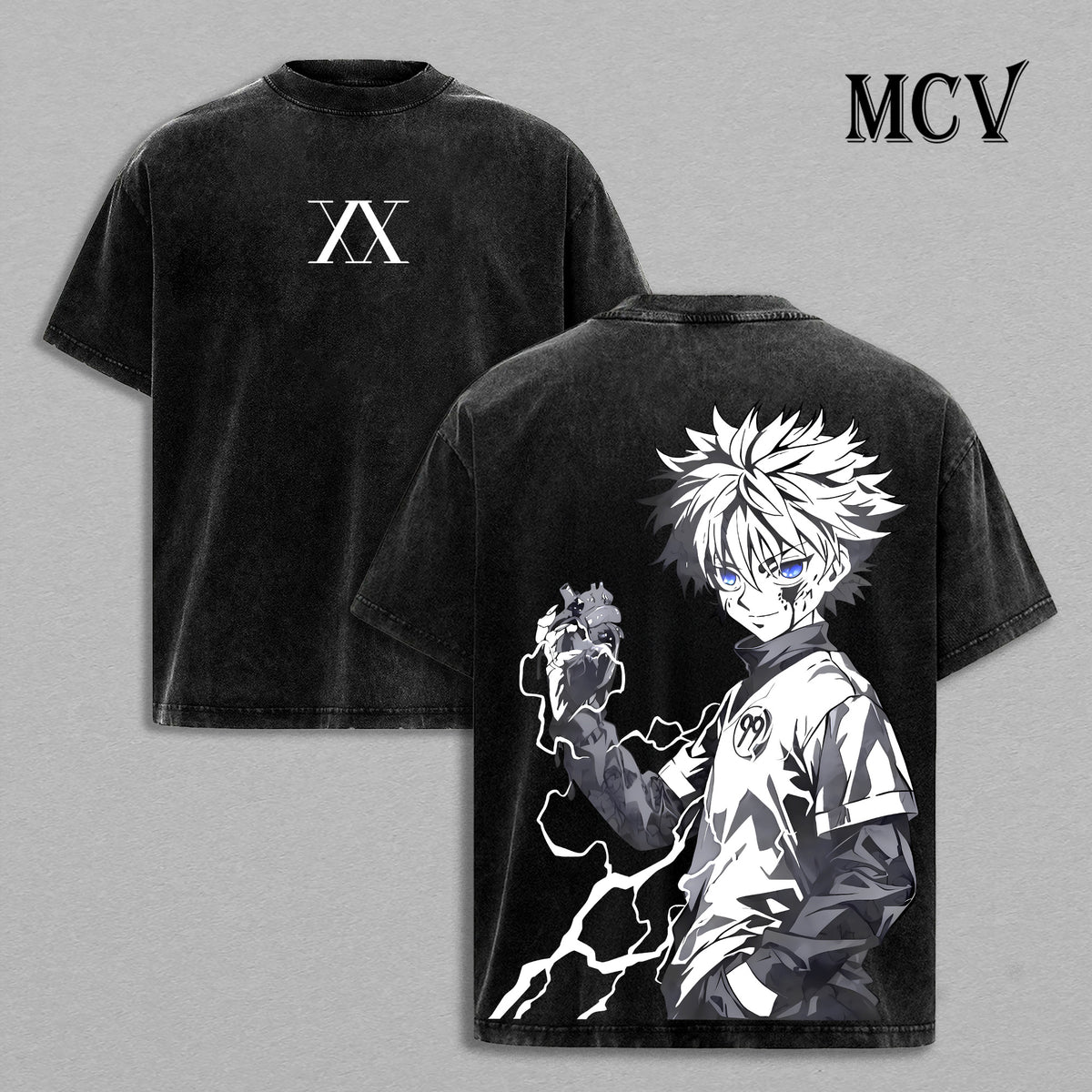 Killua Zoldyck T-Shirt, Hunter x Hunter Anime Tee, Lightning Assassin Vintage Washed Tee