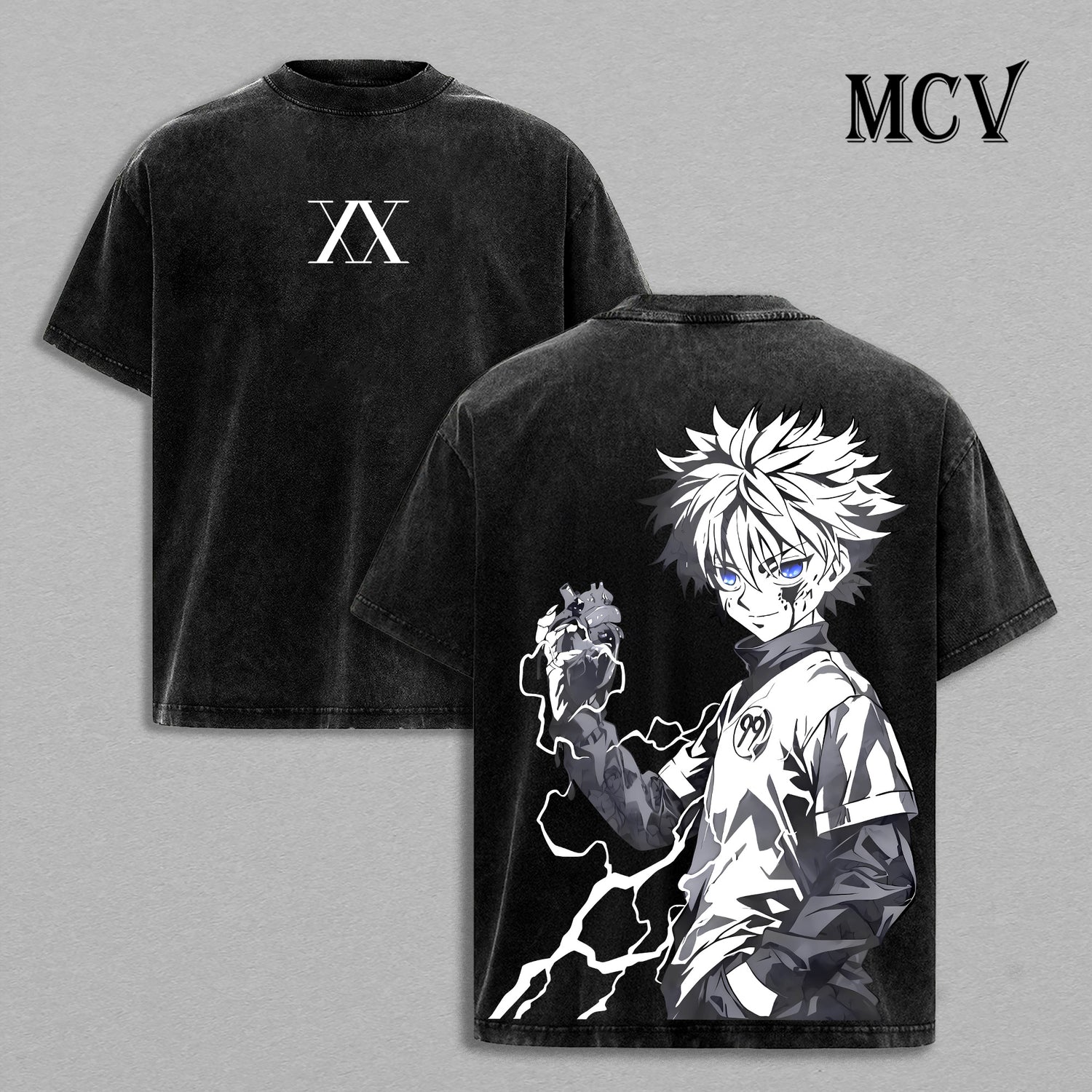 Killua Zoldyck T-Shirt, Hunter x Hunter Anime Tee, Lightning Assassin Vintage Washed Tee