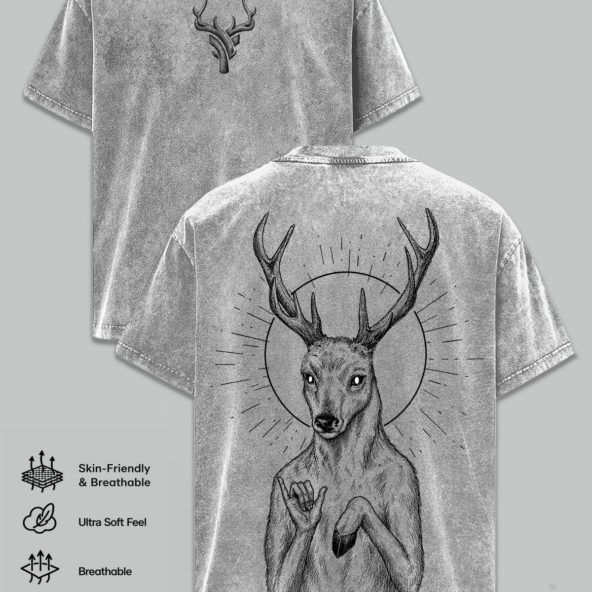 DEER GOD The Lich Adventure Time Vintage Washed Oversized T-Shirt, Double Printed Dark Fantasy Graphic Tee, Heavyweight Cotton Cartoon Streetwear, Retro Gothic Fan Merch, Unisex Gift For Adventure Time Fans